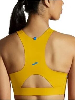 Brooks Mustard Yellow Racerback Cutout Sports Bra